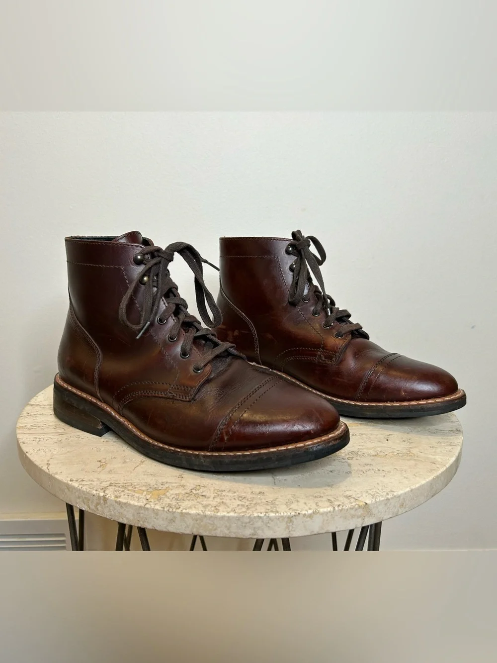 Thursday Boot Men's Brown Leather Lace-Up Cap-Toe Boots Size 9 Wide